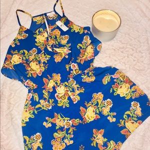 Charming Charlie Blue Floral Romper